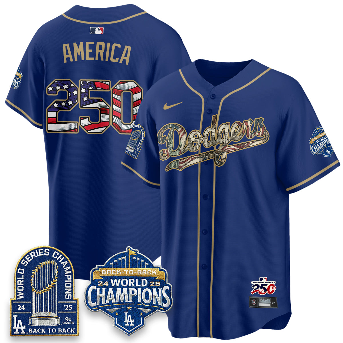 Los Angeles Dodgers 2026 Independence Day USA Vapor Limited Jersey - Stitched