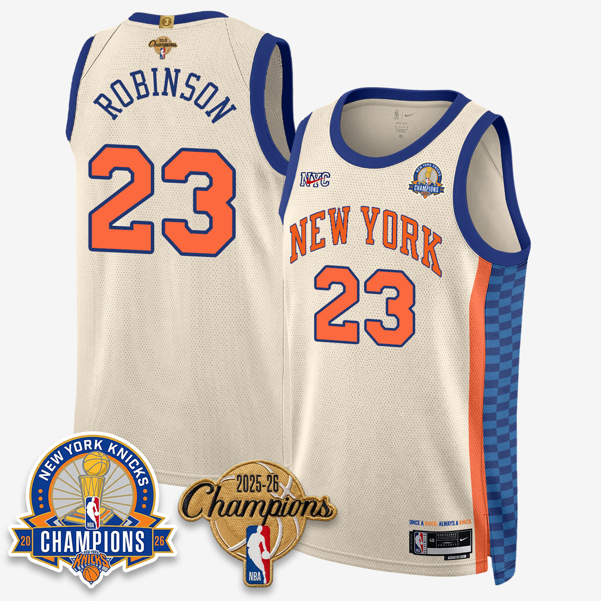 New York Knicks 2026 Basketball Champions Gold Edition Vapor Jersey- Stitched