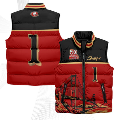 San Francisco 49ers Faithful Puffer Vest - Printed