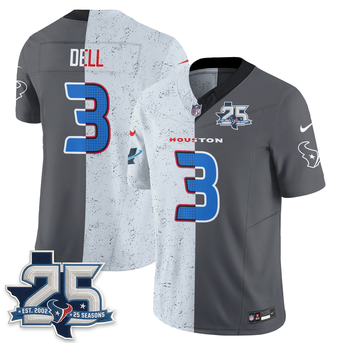 Houston Texans Fan Gear Split Vapor Jersey - Stitched