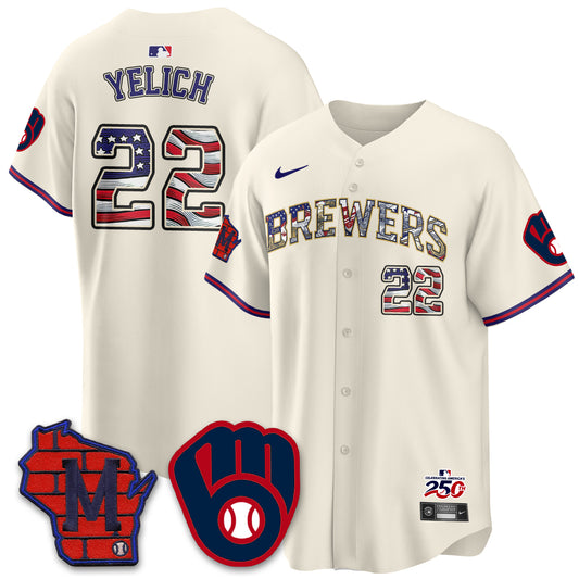 Milwaukee Brewers 2026 Independence Day USA Vapor Limited Jersey - Stitched