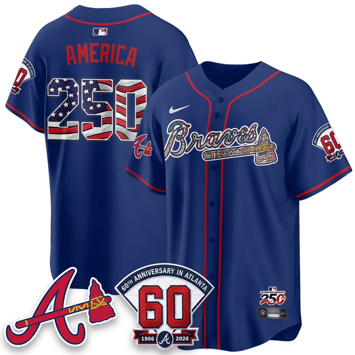 Atlanta Braves 2026 Independence Day USA Vapor Limited Jersey - Stitched