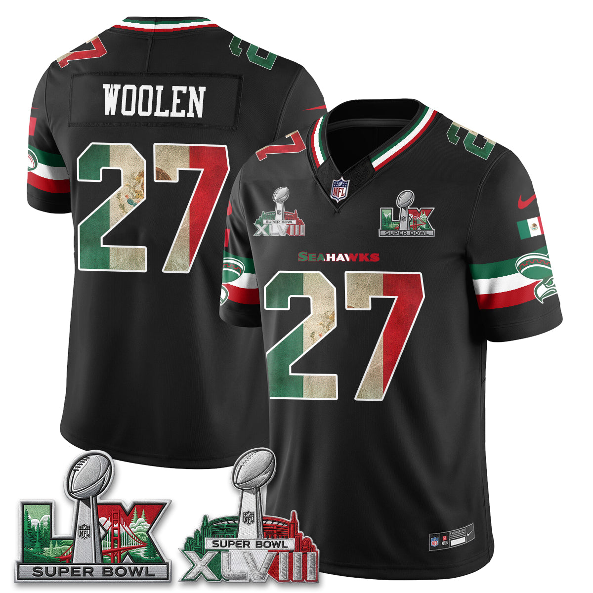 Seattle Seahawks Mexico Edition Vapor Jersey V2- Stitch-NQD