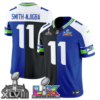 Seattle Seahawks Throwback 2 SB Patches Vapor Jersey - Stitched-NQD