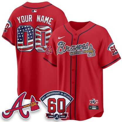 Atlanta Braves 2026 Independence Day USA Vapor Limited Custom Jersey - Stitched