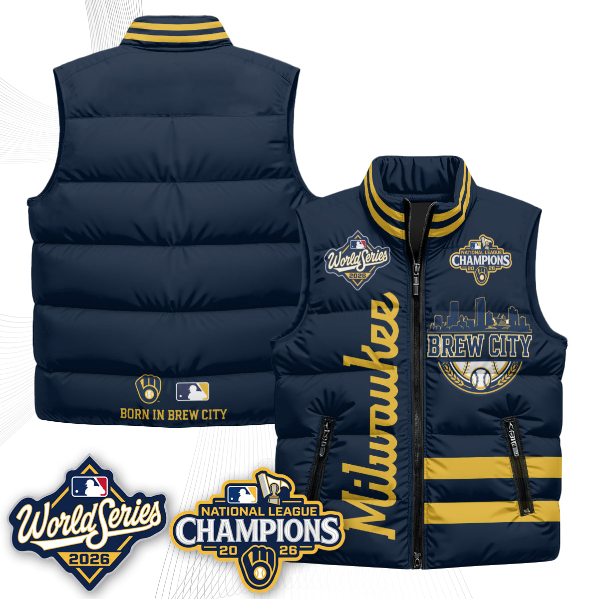 Milwaukee Brewers 2026 NL Champions Puffer Vest - Printed