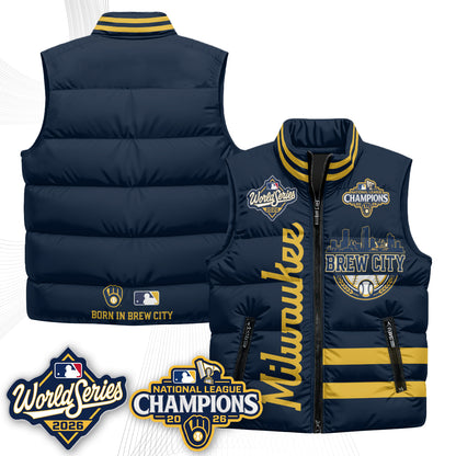 Milwaukee Brewers 2026 NL Champions Puffer Vest - Printed