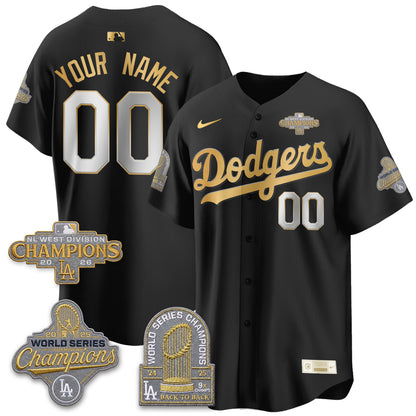 Los Angeles Dodgers 2026 NL West Champs Gold Vapor Custom Jersey- Stitched