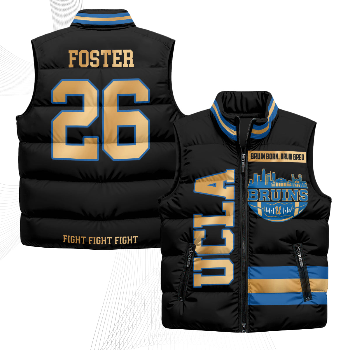 UCLA Bruins Fight Fight Fight Puffer Vest - Printed