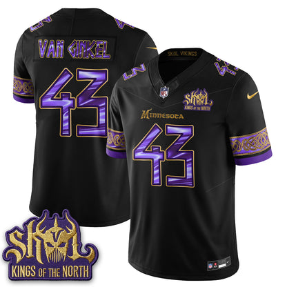 Minnesota Vikings Fangear Edition Warrior Skol Patch Vikings Font Vapor Jersey - Stitched