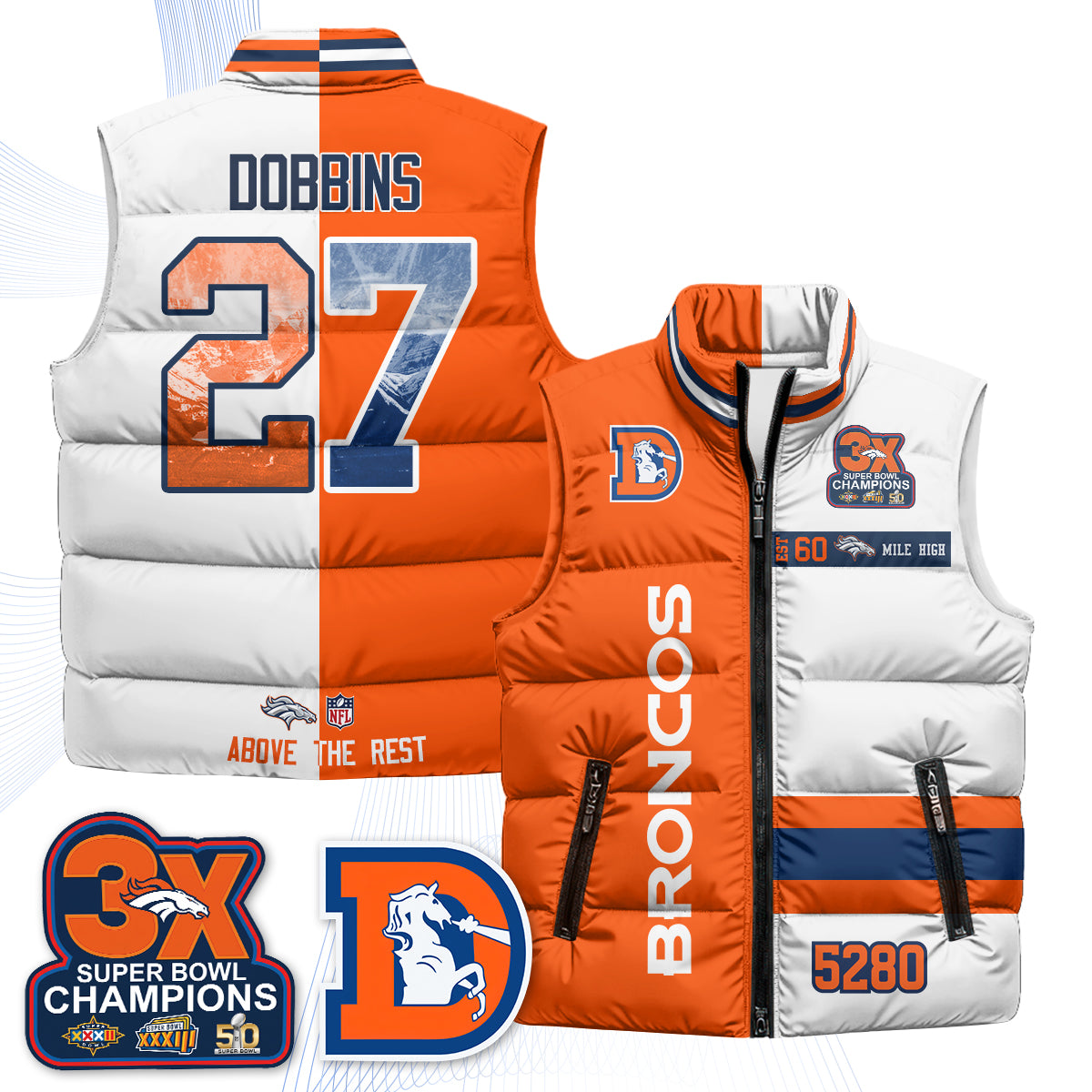 Denver Broncos "Mile High" Puffer Vest - Printed
