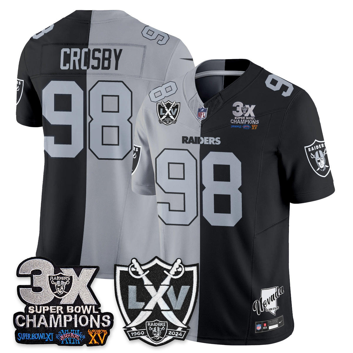 Las Vegas Raiders Split Edition Vapor Jersey V2- Stitched