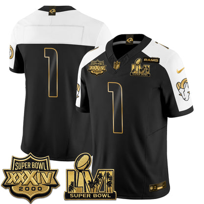 Los Angeles Rams SBowl Champs Gold Vapor Jersey - Stitched