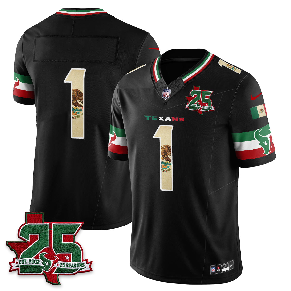 Houston Texans 25 Seasons Mexico Style Vapor Jersey - Stitched
