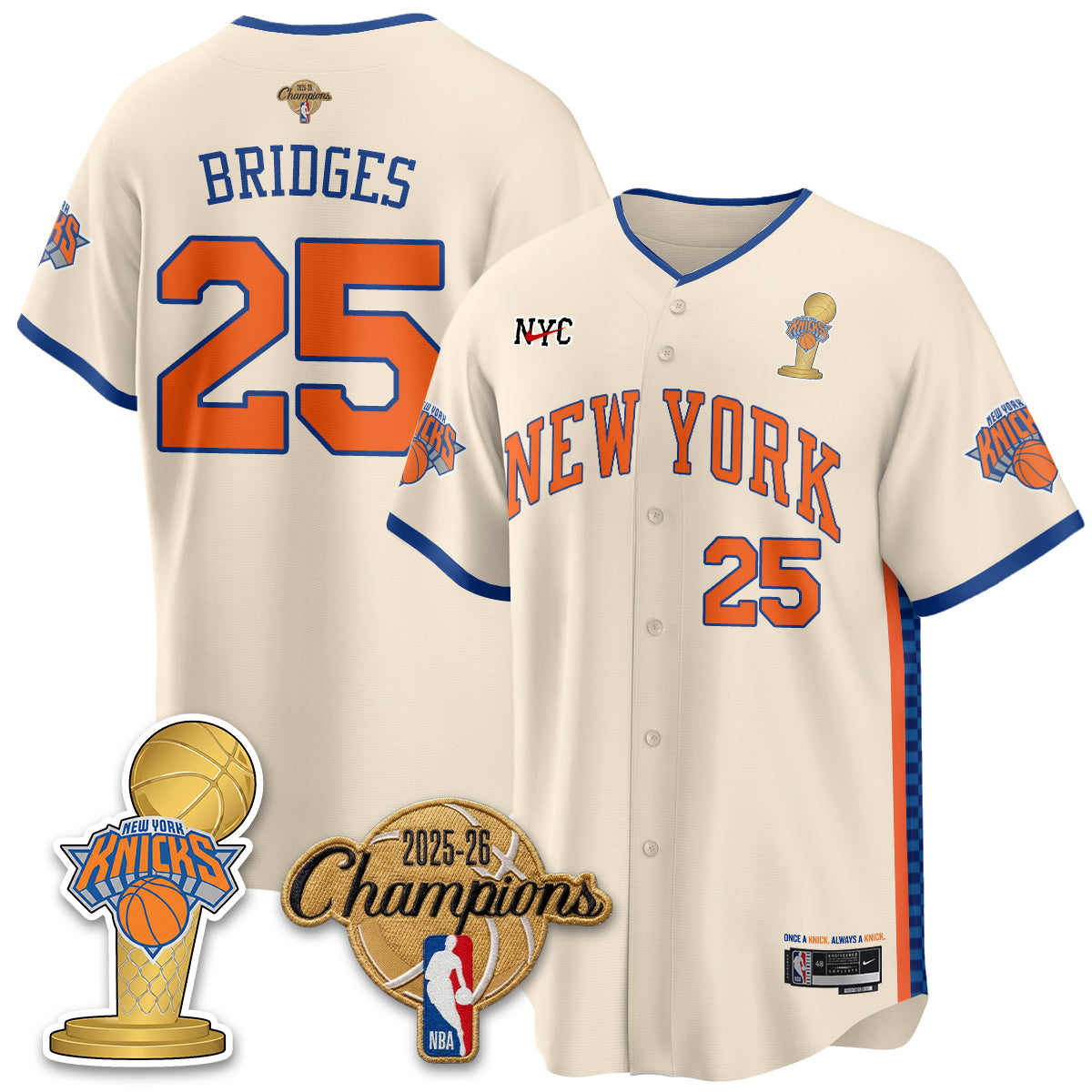 New York Knicks 2026 NBA Champions Vapor Jersey - Stitched
