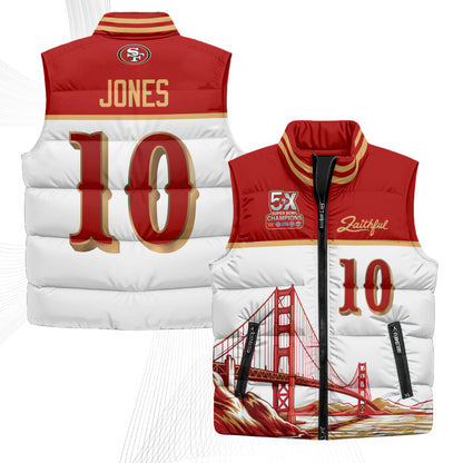 San Francisco 49ers Faithful Puffer Vest - Printed