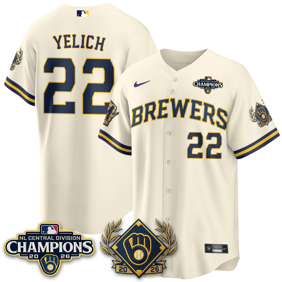 MIL 2026 NL Division Champs Vapor Blue Jersey - Stitched