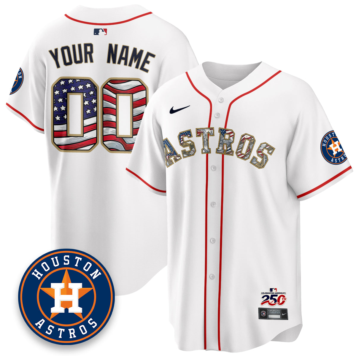 Houston Astros 2026 Independence Day USA Vapor Limited Custom Jersey - Stitched