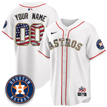 Houston Astros 2026 Independence Day USA Vapor Limited Custom Jersey - Stitched