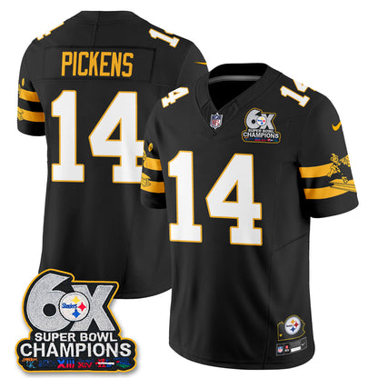 Pittsburgh Steelers 6X Champs Throwback V2 Vapor Jersey - Stitched
