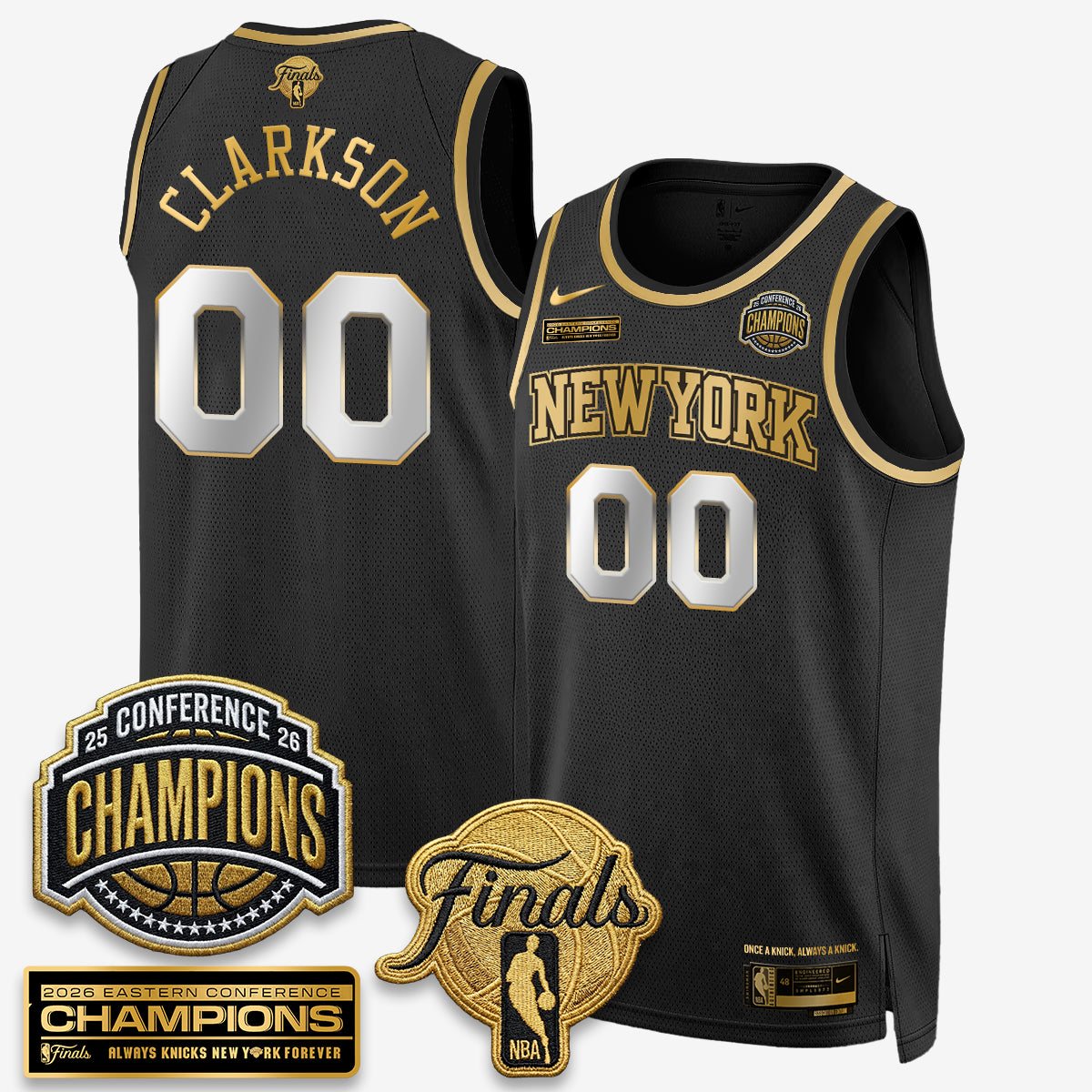 New York Knicks 2026 NBA Eastern Conference Champions White Gold Edition Jersey - Stitched