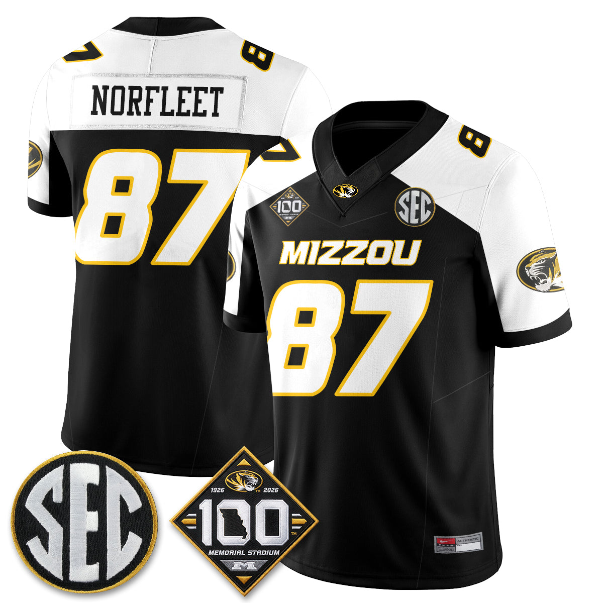 Missouri Tigers 100th Anniversary of Memorial Stadium Vapor Jersey - Stitched