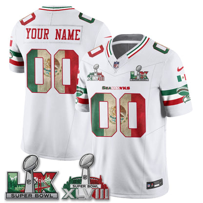 Seattle Seahawks Mexico Edition Vapor Custom Jersey V2- Stitch-NQD