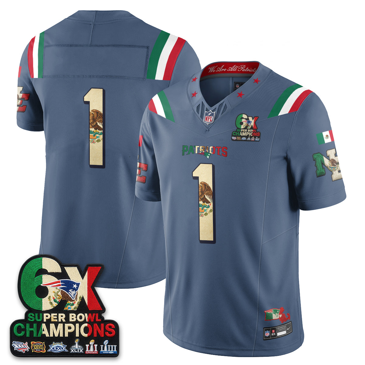 New England Patriots Mexico Edition Vapor Jersey - Stitched