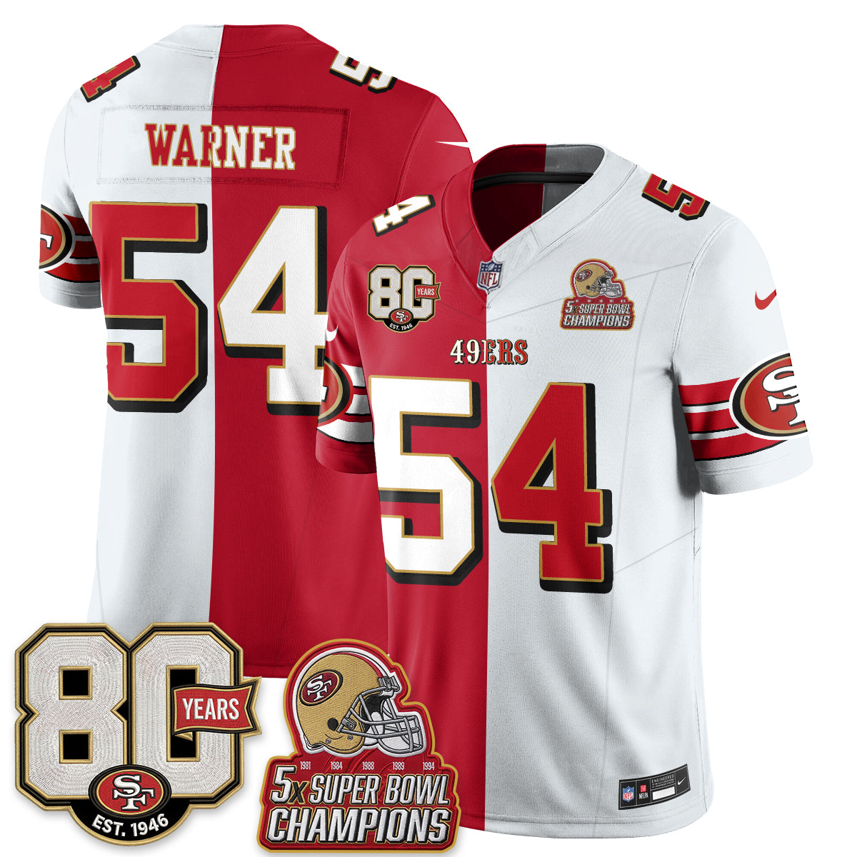 San Francisco 49ers Split Style Vapor Jersey - Stitched