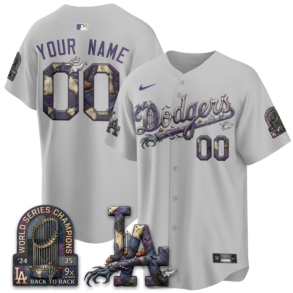 Los Angeles Dodgers Nightmare Edition Vapor Custom Jersey - Printed