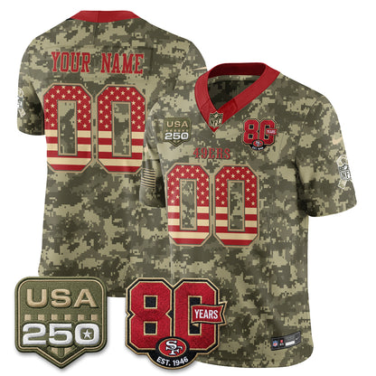 San Francisco 49ers 2026 Salute to Service Edition Vapor Custom Jersey - Stitched-NQD
