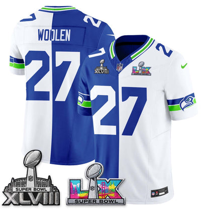 Seattle Seahawks Throwback 2 SB Patches Vapor Jersey - Stitched-NQD