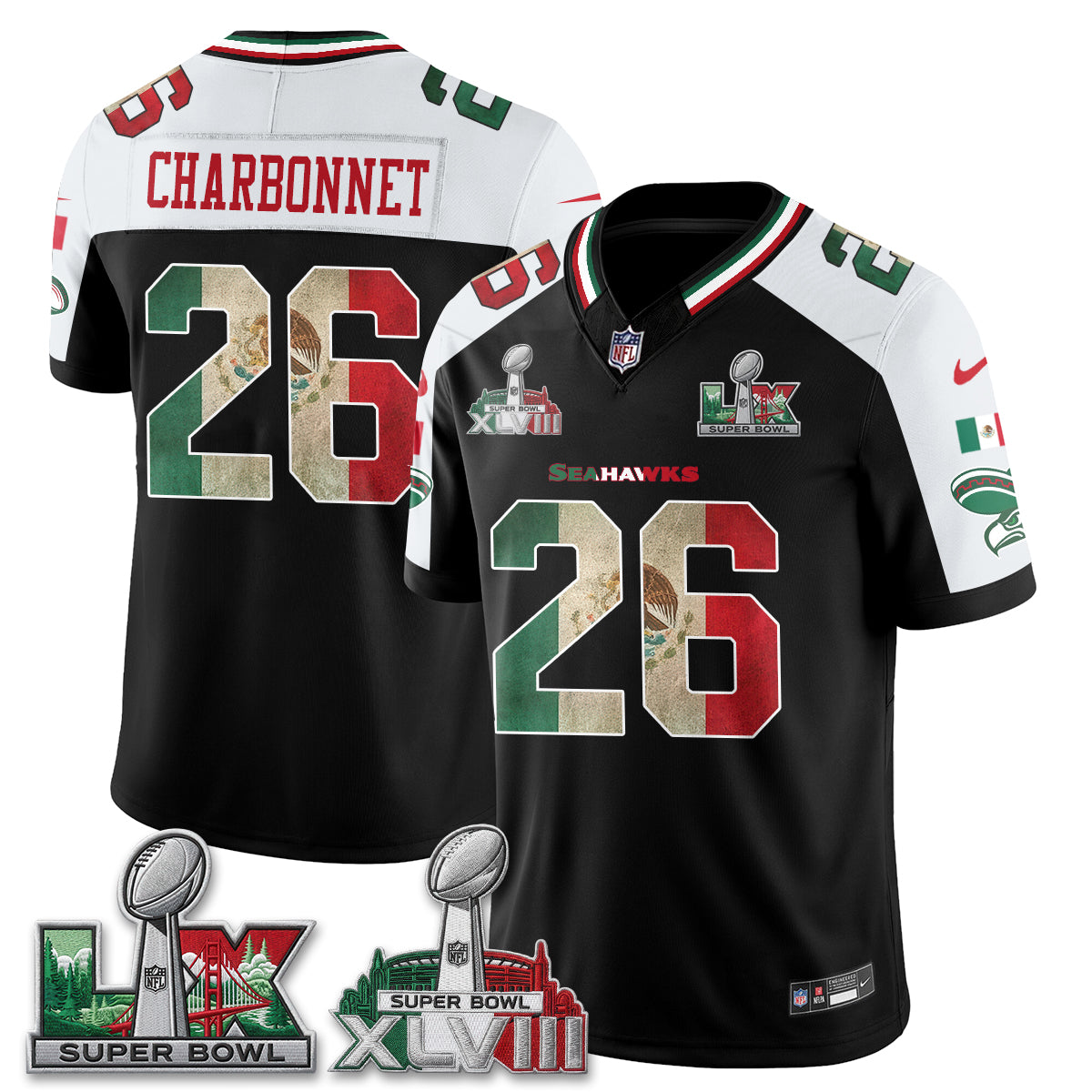 Seattle Seahawks Mexico Edition Vapor Jersey V2- Stitch-NQD