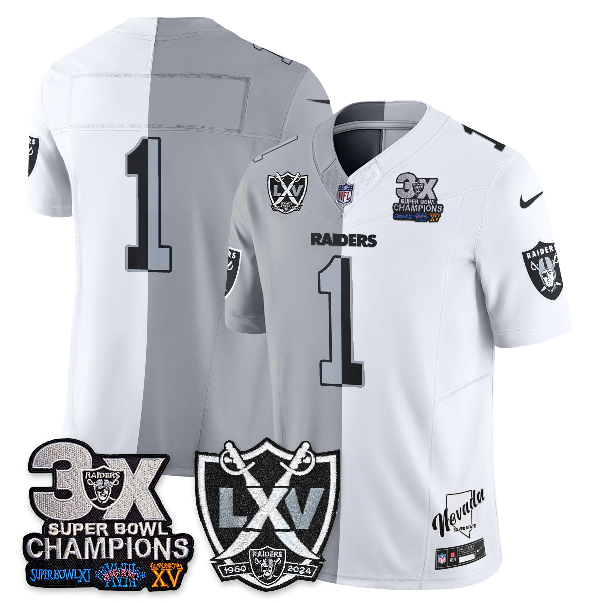 Las Vegas Raiders Split Edition Vapor Jersey V2- Stitched
