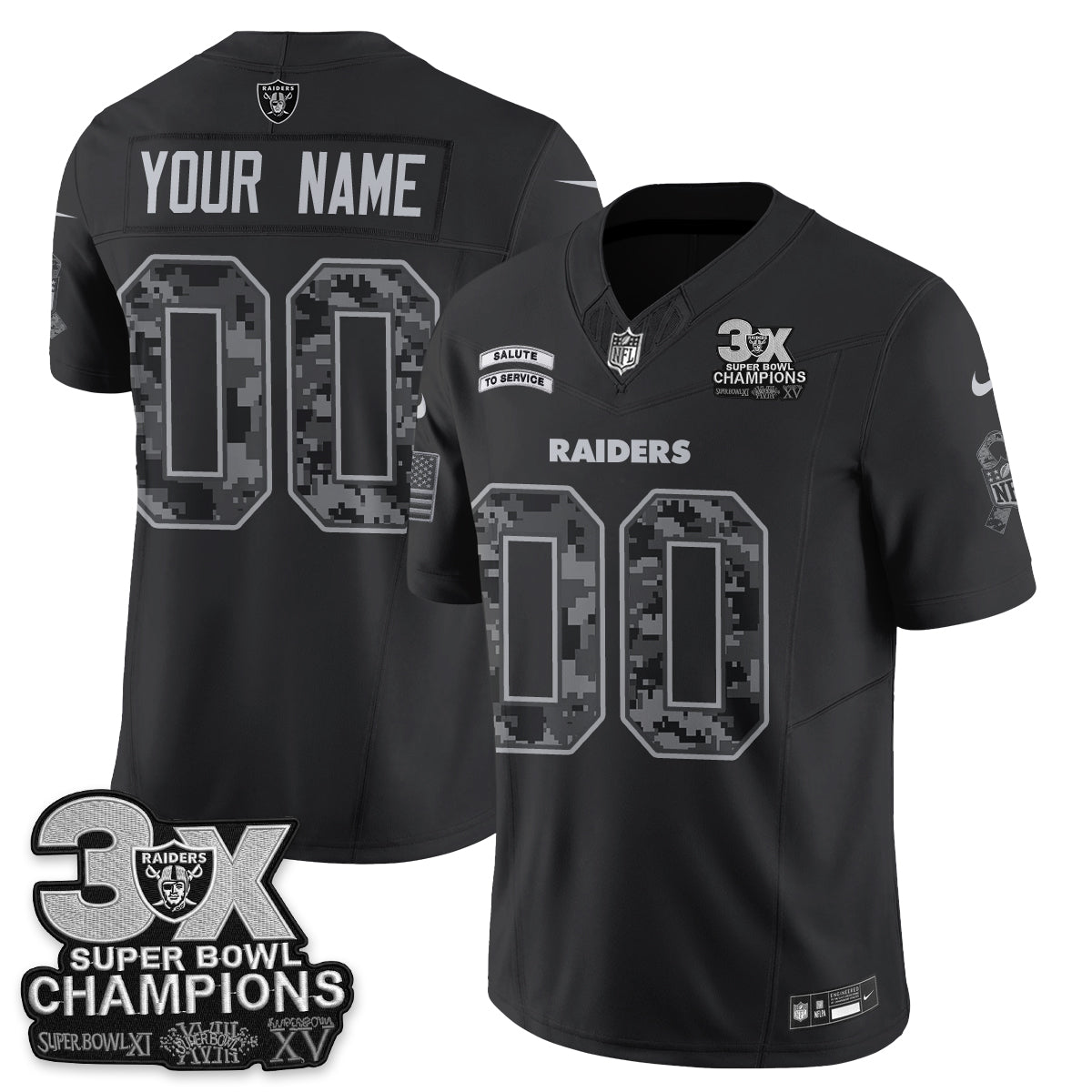 Las Vegas Raiders 2026 Salute to Service V2 Vapor Custom  Jersey - Stitched-NQD