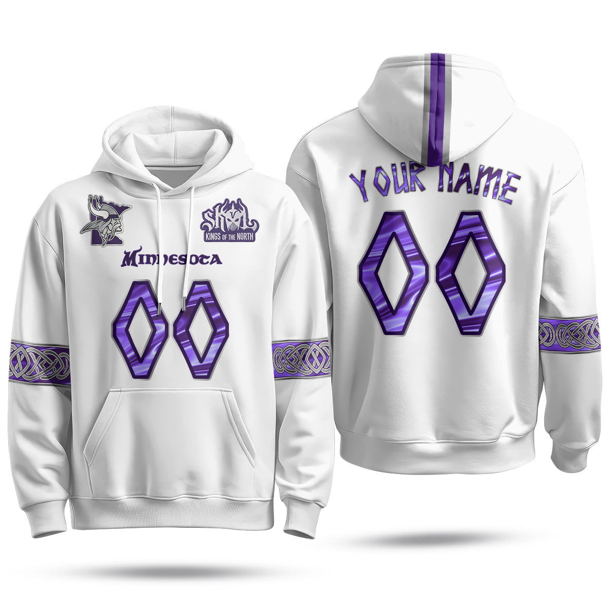 Minnesota Vikings 2026 Warrior Custom Fleece Hoodie - Printed