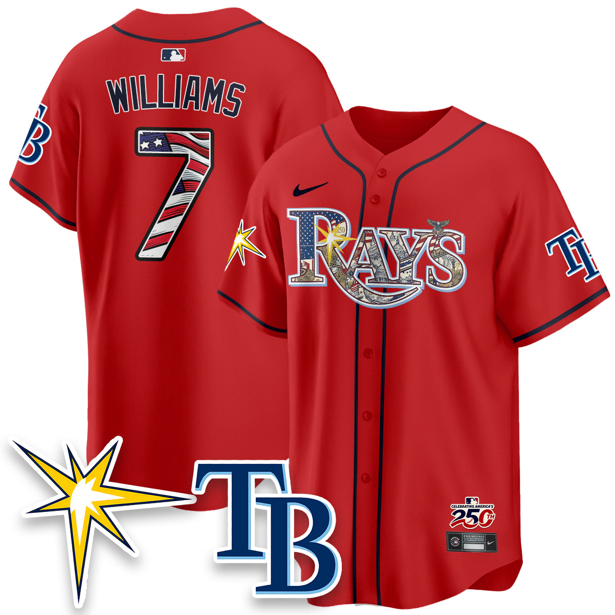 Tampa Bay Rays Independence Day USA 2026 Vapor Limited Jersey - Stitched