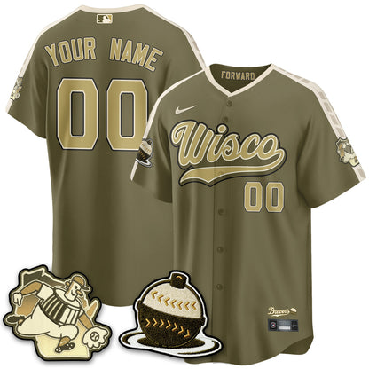 MIL New Era Olive 2026 Armed Forces Day Custom Jersey - All Stitched