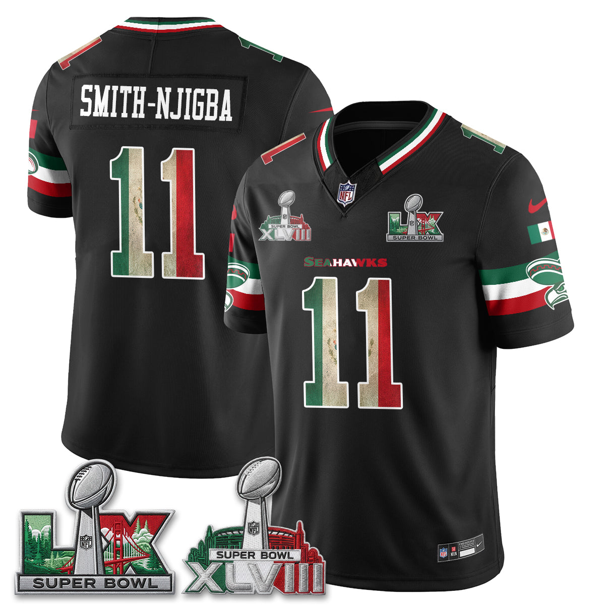 Seattle Seahawks Mexico Edition Vapor Jersey V2- Stitch-NQD