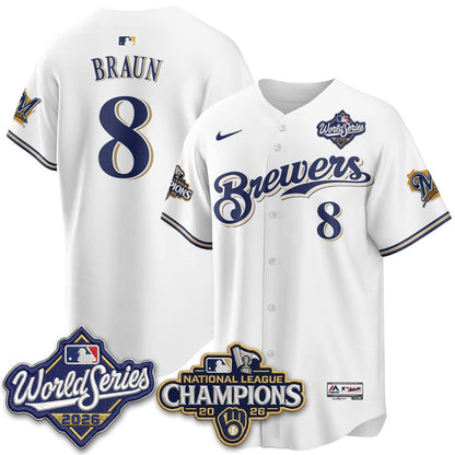 Milwaukee Brewers 2026 NL Champions Throwback Jersey - Stitched