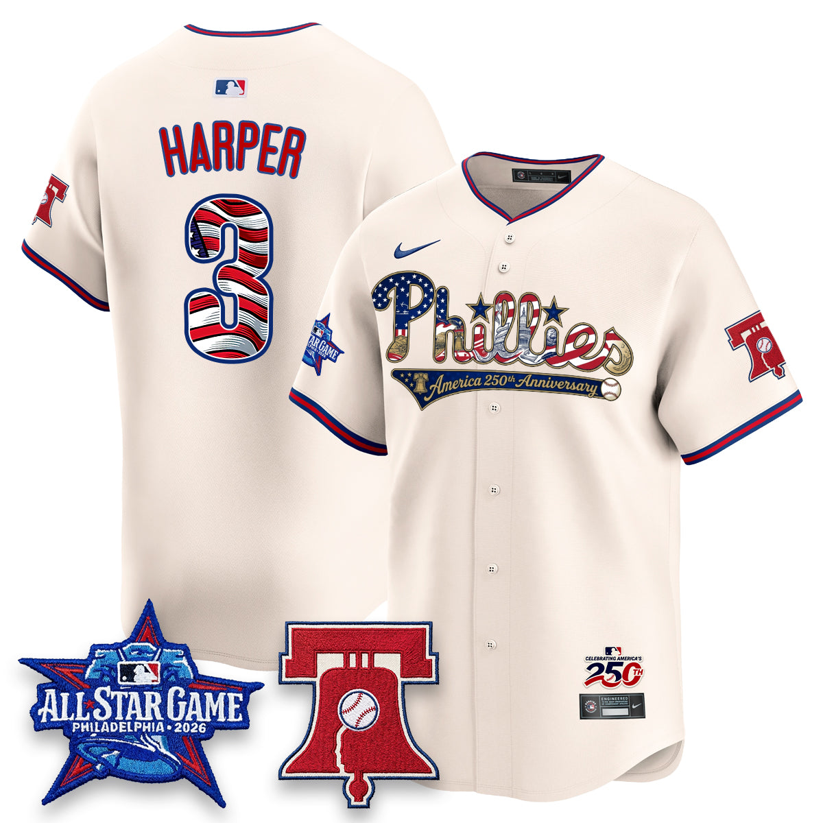 Philadelphia Phillies 2026 Independence Day USA Vapor Limited Jersey - Stitched