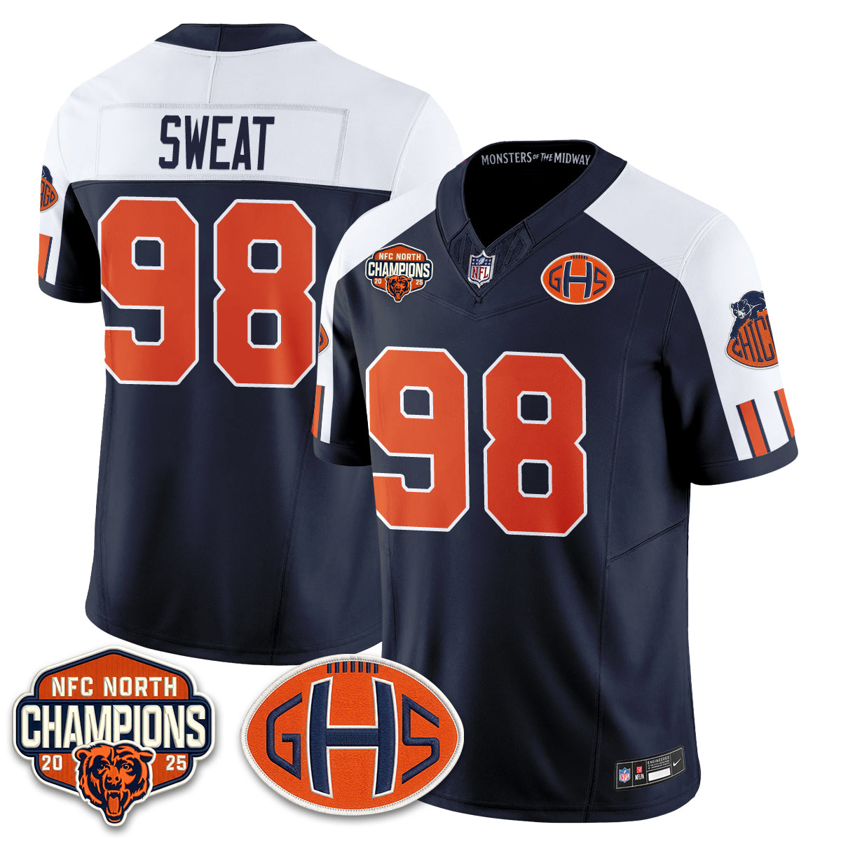 Chicago Bears 2026 Rivalries Split Edition Vapor Jersey - Stitched