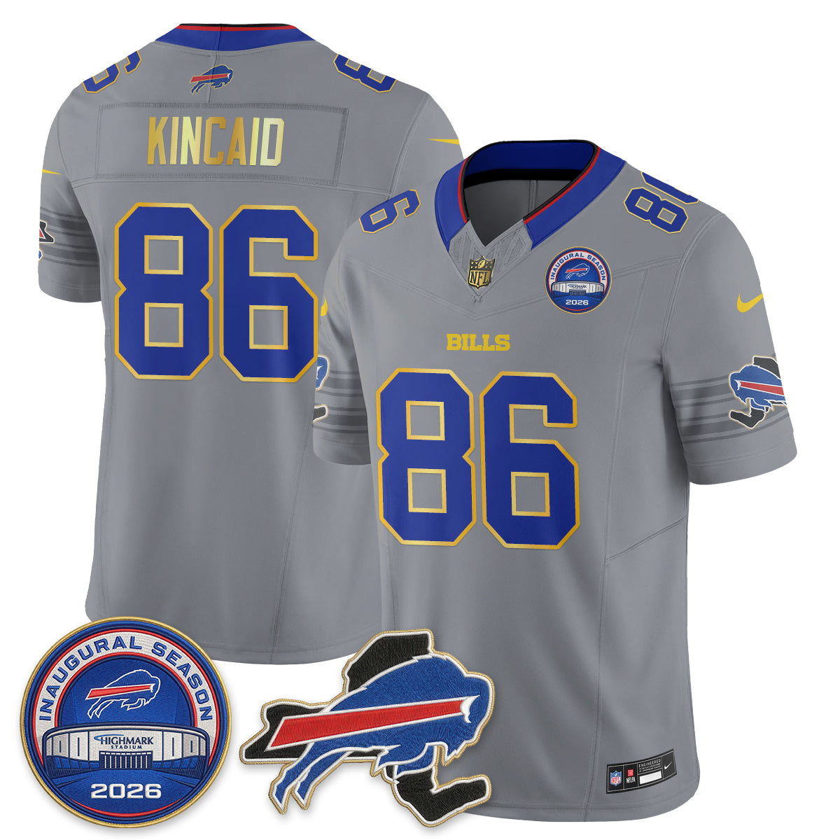 Buffalo Bills 2026 Gold Trim Edition Vapor Jersey - Stitched