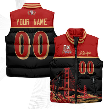 San Francisco 49ers Faithful Custom Puffer Vest - Printed