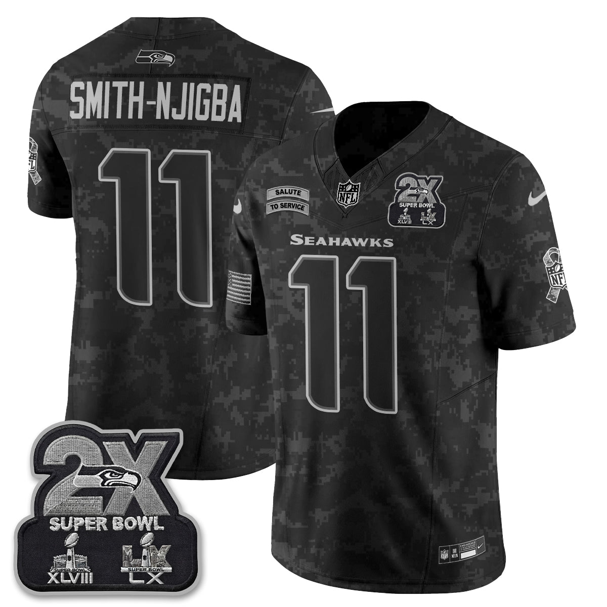Seattle Seahawks 2026 Salute to Service Vapor Jersey - Stitched