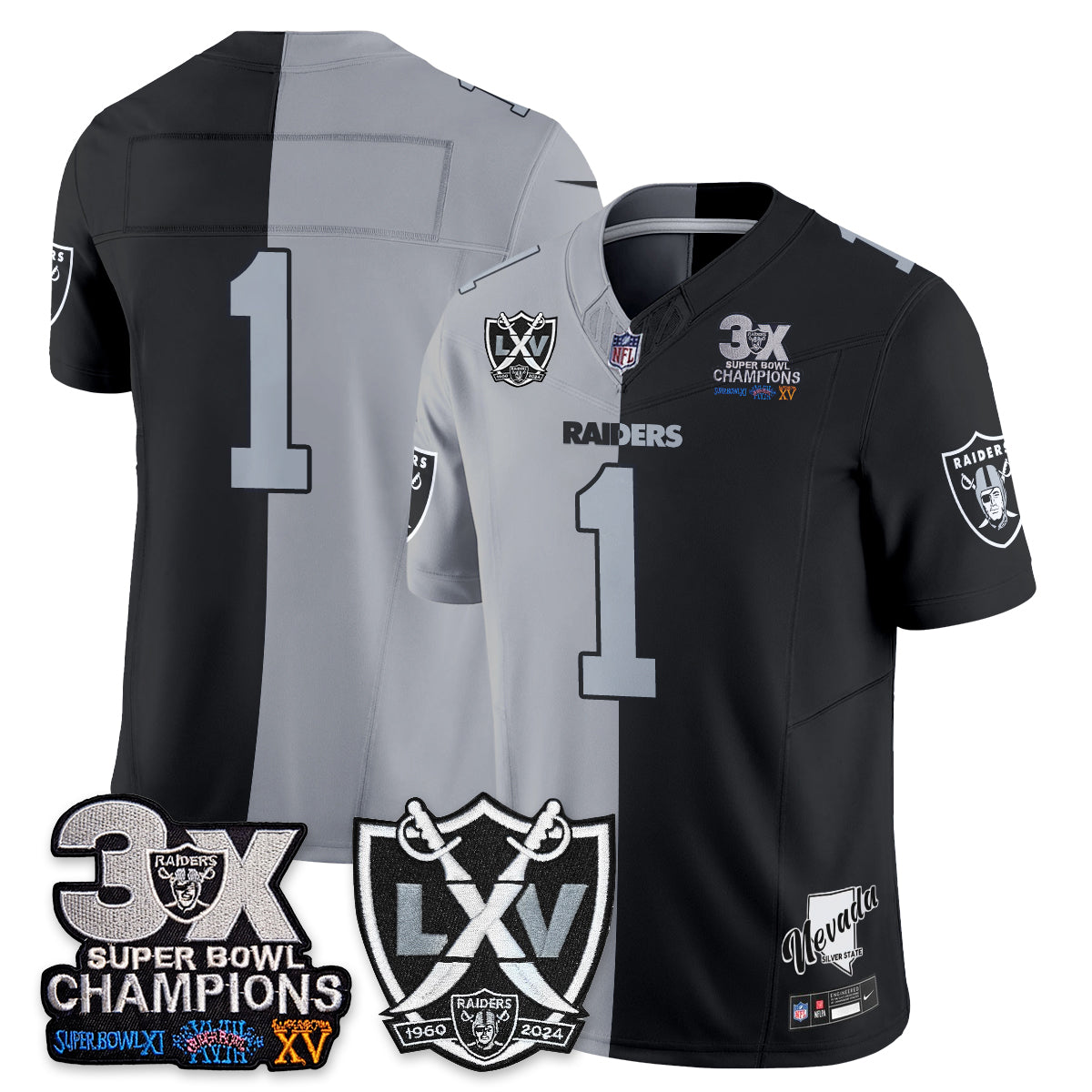 Las Vegas Raiders Split Edition Vapor Jersey V2- Stitched