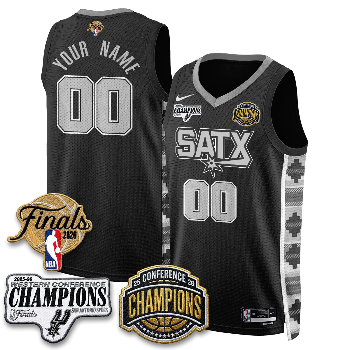 San Antonio Spurs 2026 NBA Western Conference Champions Vapor Custom Jersey - Stitched