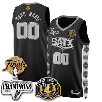 San Antonio Spurs 2026 NBA Western Conference Champions Vapor Custom Jersey - Stitched