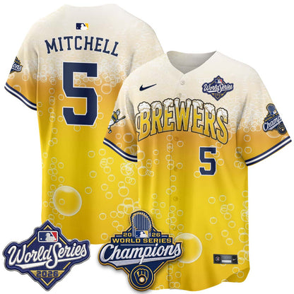 Milwaukee Brewers "Pitcher & Pint" 2026 WS Champions Vapor Jersey - Stitched