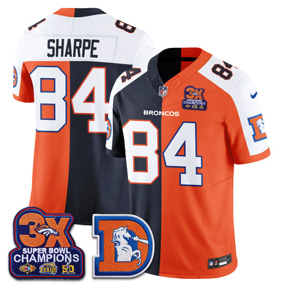 Denver Broncos Throwback Split Vapor Jersey - Stitched-NQD